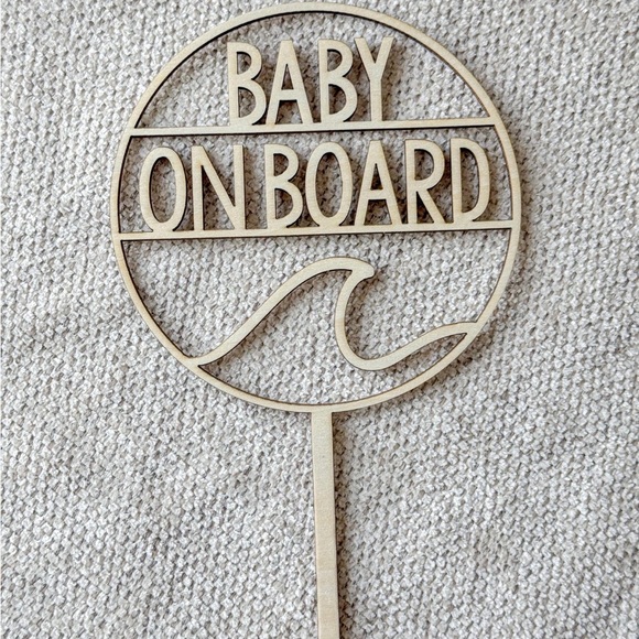 Baby on Board Wooden Cake Topper, surfboards & palm tree. - Picture 3 of 6